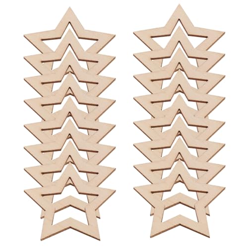 DECOMELODY 25 Stück Hohle Fünfzackige Sterne Holzstücke Dekoration Weihnachts Holzhandwerk Weihnachts DIY Bastelarbeiten Holzscheiben Leere Holzausschnitte Bastelsterne von DECOMELODY