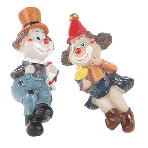 DECOMELODY 2stücke Clown Dekofigur Cartoon Clown Indoor Dekoration Landschaftsclown Modell Figur Garten Deko Kleine Statue Tischdeko von DECOMELODY
