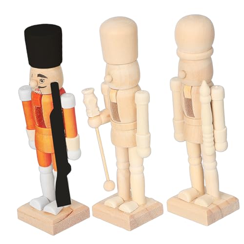 DECOMELODY 3 Stück Teiliges Holz Puppen Weihnachtsbaumschmuck Handgefertigt Glatte Oberfläche Sichere Geruchsfreie Holzfiguren Zufälliges Design als von DECOMELODY