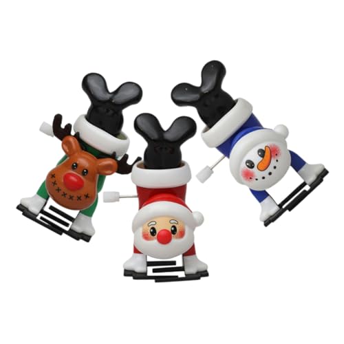 DECOMELODY 3 Stück Weihnachtliche Aufziehspielzeuge mit Rentier Schneemann Weihnachtsmann Lustige Bewegung Party Mitgebsel Geschenkideen Tischdeko Kompakt Sicher von DECOMELODY