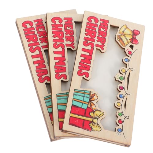DECOMELODY 3 Stück Weihnachtsgeldhalter aus Holz mit Elegantem Muster Multifunktionaler Karten und Bargeldhalter Stabiles Design für Xmas Party Favors und Kreative Geldgeschenke von DECOMELODY