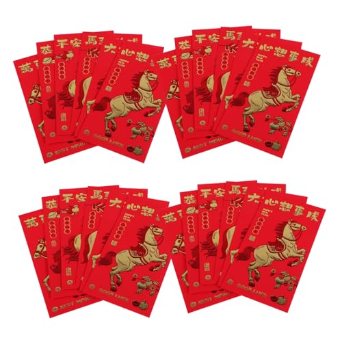 DECOMELODY 30 Stück Chinesische Rote Umschläge Hong Bao Jahr Des Pferdes mit Geprägtem Goldfoliendruck für Neujahr Frühlingsfest Hochzeit Traditionelle Langlebige Geldumschläge von DECOMELODY