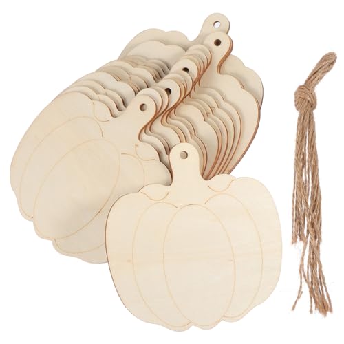 DECOMELODY 30 Stück Teiliges Holz Kürbis DIY Unfertige Holzfiguren Weißes Basteln Malen Halloween Dekoration Kreative Holzstreuteile von DECOMELODY