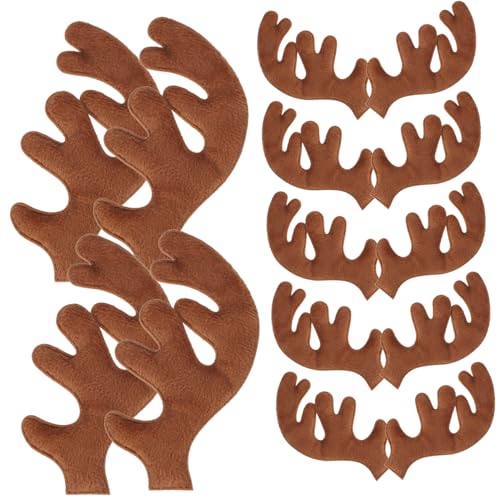 DECOMELODY 30 Stück Teiliges Plüsch Rentiergeweih Bastelset für DIY Stirnband Weihnachtsdeko Weiche Geweihverzierung für Haaraccessoires Hut und Heimdekoration Einfache Montage Braun von DECOMELODY
