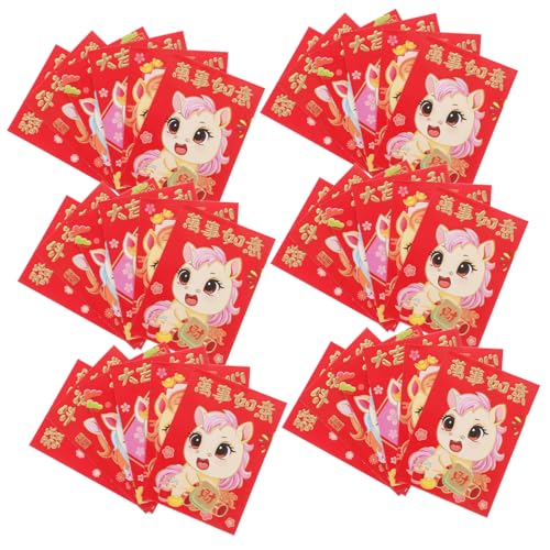 DECOMELODY 300 Stück Chinesische Rote Geldumschläge Jahr Des Pferdes Lucky Money Envelopes mit Edlen Präge Motiven für Lunar Neujahr Festliche und Familienfeiern von DECOMELODY