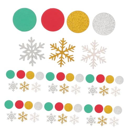 DECOMELODY 300 Stück Weihnachtskonfetti Schneeflocken Glitzer Streudeko Rundes Papier Streusel in Rot Grün Gold Silber für Festliche Weihnachts und Winterfeiern Dessert und Tischdekoration von DECOMELODY