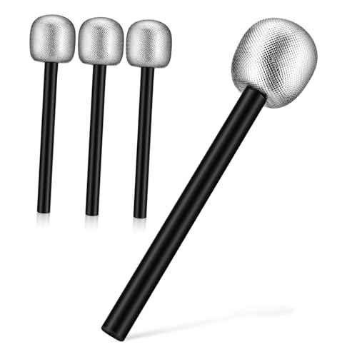 DECOMELODY 4 Stk. Teiliges Mikrofon Requisiten Realistische Bühnenprops aus Robustem Kunststoff Handlich und Komfortabel für Kostümparty Rollenspiel und Gesangsspaß von DECOMELODY