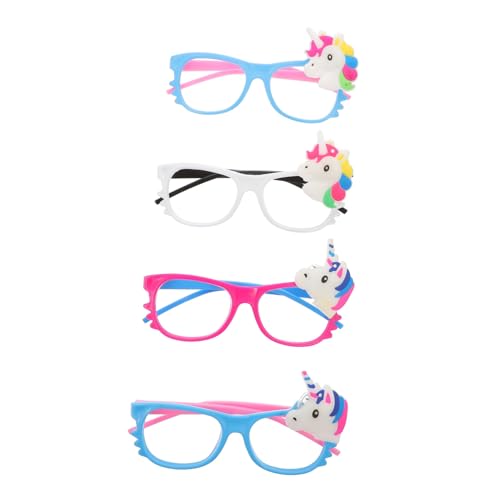 DECOMELODY 4 Stück Leuchtende Einhorn Brillen für Party Fotorequisiten Bunte Cartoon Festival Accessoires Bequemes Material Zufällige Farbe Zufällige Farbe von DECOMELODY