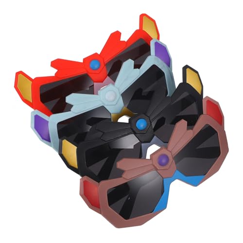 DECOMELODY 4 Stück Sonnenbrillen Cartoon Roboterform Leicht Partybrille Verspiegelt Rot Blau Schwarz Braun von DECOMELODY