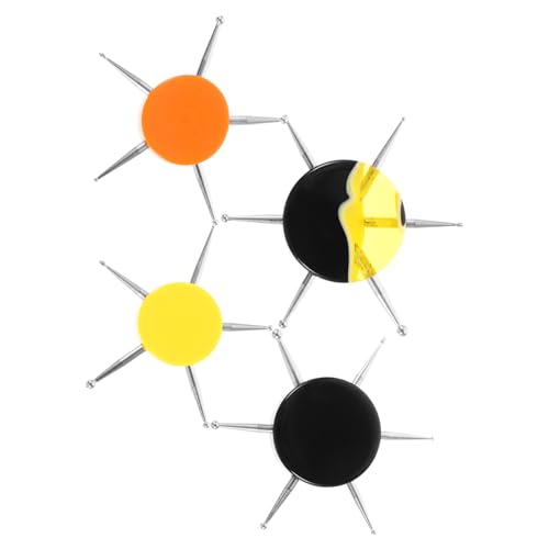 DECOMELODY 4 Stück Teiliges Nageldesign Punktierwerkzeug mit Acrylgriff Vielseitige DIY Maniküre Dotting Tools in Schwarz Gelb und Orange Einfache Handhabung für Präzise Nail Art Effekte für von DECOMELODY