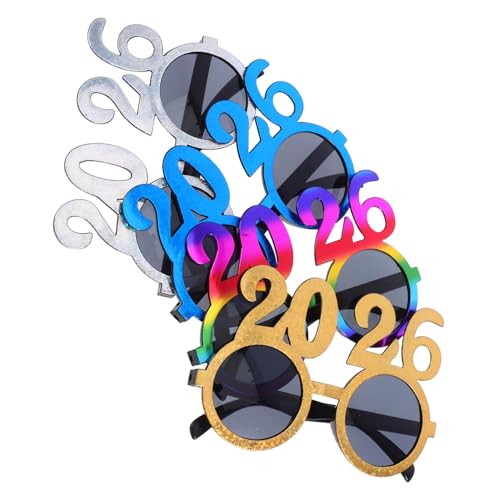 DECOMELODY 4 Stück Teiliges Partybrillen mit Glitzernder Bequeme Festivalbrillen für Silvester Feiern und Geburtstage Auffällige Neujahrsbrillen als Fotorequisite und Partyzubehör von DECOMELODY