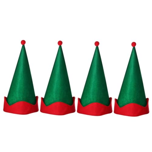 DECOMELODY 4 Stück Teiliges Weihnachts Elfen Spitzhüte Grün Festliche Party Kopfbedeckung Weihnachtskostüm Zubehör für Feierlichkeiten und Geschenkidee von DECOMELODY