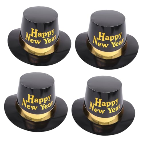 DECOMELODY 4 Stück Year Papierhüte Schwarz Gold Partyhüte Leicht Komfortabel Für Silvester Kostüm Fotoaccessoires von DECOMELODY