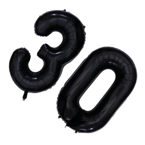 DECOMELODY 40 30 Jubiläumsballons Nummernballons Schwarz Geburtstag Hochzeitsdekor Dekorationen Schüttgut Luftballons Partyballons Folienballons Zahlenballons von DECOMELODY