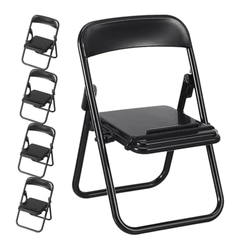 DECOMELODY 5 Stück Stuhlförmiger Handyhalter Puppenhausmöbel winzig Mini-Stuhl-Handyhalter klein Figur fotozubehör Handy Halterung Mini-Stuhl-Modell Miniatur-Klappstuhlmodell Plastik Black von DECOMELODY