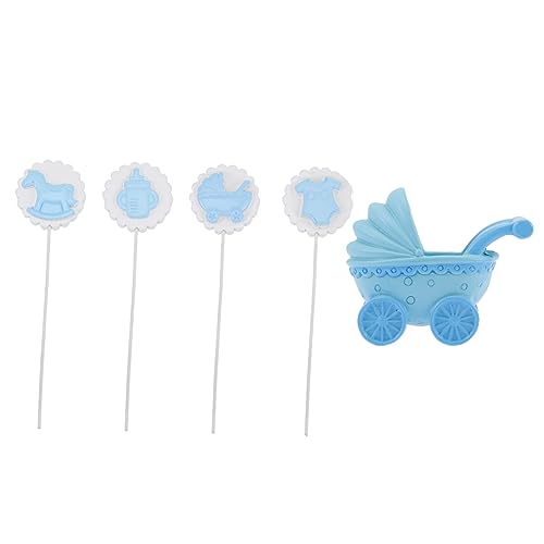 DECOMELODY 5 Stück Teiliges Shower Tortendeko aus Sicherem Resin Niedliche Kinderwagen und Babyflaschen Motive Einfach zu Verwenden für Babyparty und Kindergeburtstag Kuchen Dekoration von DECOMELODY