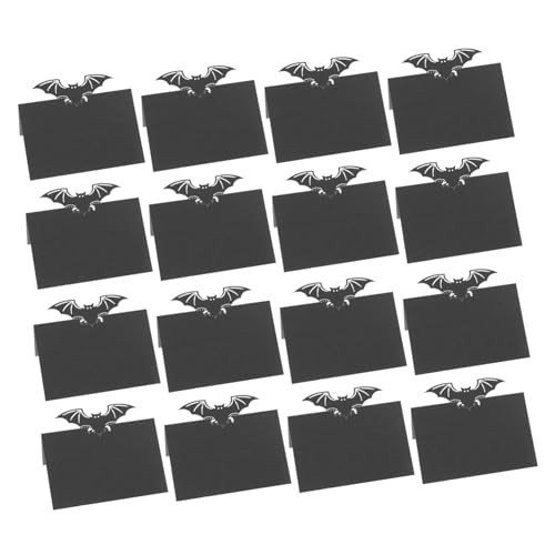DECOMELODY 50 Stück Schwarze Tischkarten mit Fledermaus Motiv Blanko Platzkarten für Hochzeit Geburtstag Halloween Party Einfache Beschriftung Praktische Sitzplatznummern für Festliche von DECOMELODY