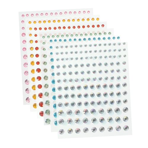 DECOMELODY 6 Blätter Selbstklebende Strasssteine Gesicht Aufkleber in Weiß Blau Gelb Grün und Rot Tragbare Mehrzweck Bling Schmucksteine für DIY Gesichts und Basteldekoration von DECOMELODY