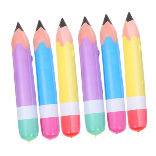DECOMELODY 6 Stück Aufblasbare PVC Bleistiftballons Langlebig Leicht Tragbar Schnelle Inflation für Schulanfang Klassenraumdekoration Geburtstags und Abschlussfeier von DECOMELODY