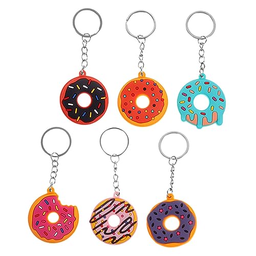 DECOMELODY 6 Stück Teiliges Donut Schlüsselanhänger Niedliche Cartoon Schlüsselring Anhänger aus Weichem PVC Dekorative Taschen Geldbörsenanhänger für Mädchen Farbenfrohe Dessert form von DECOMELODY