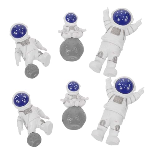 DECOMELODY 6 Stück Teiliges Mini Astronaut Resin Figuren Detailreiche Weltraum Deko für Geburtstag Wiederverwendbare Tortendeko und Schreibtischornamente im Space-thema Umweltfreundlich und von DECOMELODY
