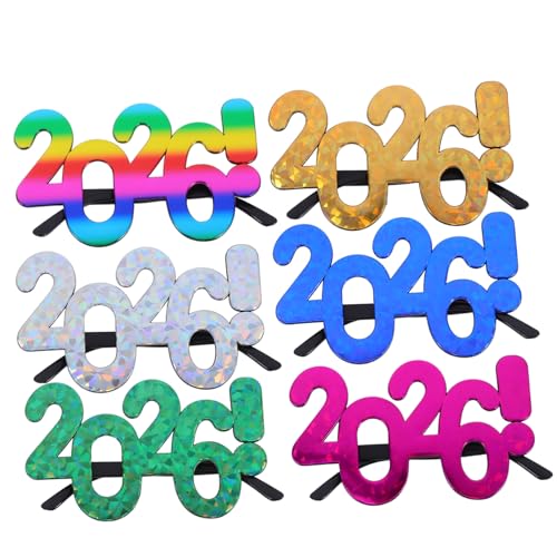 DECOMELODY 6 Stück Teiliges Zahlenbrillen Bunte Party Sonnenbrillen aus Robustem Pc Material Lustige Fotorequisiten für Silvester Abschlussfeiern und Festliche Events Vielseitig Einsetzbar von DECOMELODY