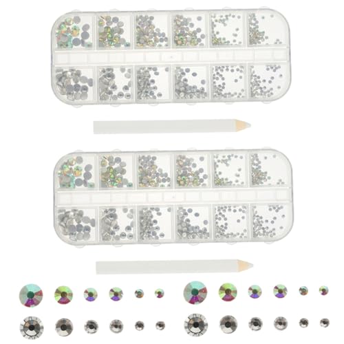 DECOMELODY Fächer Flachrhinestones Nageldesign mit Ab Farben und Punktierstiften DIY Nail Art Schmuck für Kreative Maniküre Geeignet für Profi und Heimgebrauch von DECOMELODY