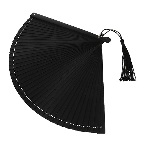 DECOMELODY Faltbarer Handfächer mit Quaste und Tasche Retro Bambusfächer Eleganter Tanz und Bühnenprop Langlebiger Handfächer für Hochzeit und Fotografie von DECOMELODY
