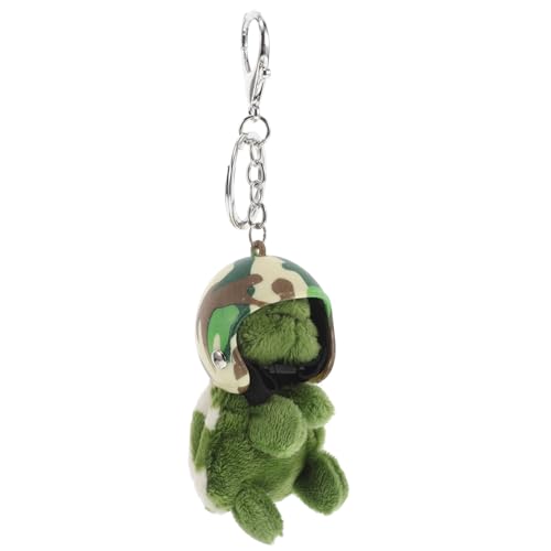 DECOMELODY Fluffiger Schildkröten schlüsselanhänger mit Grünem Helm Plüsch Kuscheltier Anhänger Leichter Schlüsselring für Taschen und Schlüssel Niedliche Handliche Dekoration für Alltag und von DECOMELODY