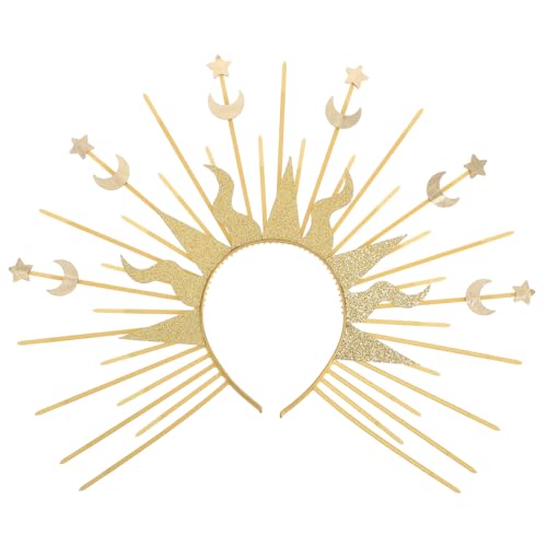 DECOMELODY Goldene Göttin Stirnband Mit Mond Haaraccessoire Für Damen Für Halloween Kostümpartys Und Festliche Anlässe Strahlendes Design Für Besondere von DECOMELODY