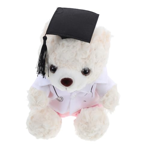 DECOMELODY Graduate Bear Plush Puppe Für Die Abschlusssaison Ideal Für Studenten Und Partydekorationen Weiche Und Entzückende Doktorbär Abschluss Und Foto -requisite Weißrosa von DECOMELODY