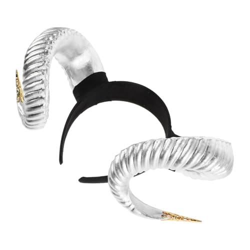 DECOMELODY Halloween Teufelshorn Haarreif Silber mit Gold Akzenten Leichtes Cosplay Accessoire für Damen Vielseitiges Stirnband für Kostüm Party Maskerade und Fotoshootings von DECOMELODY