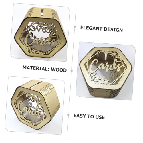 DECOMELODY Holz Kartenbox mit Sechseckigem Hohldesign Elegante Umschlagbox für Hochzeit Babyparty und Geldgeschenke Dekorative Holzkiste für Karten Postkarten Geschenke DIY freundlich von DECOMELODY