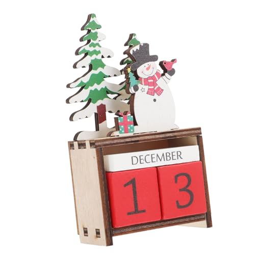 DECOMELODY Holz Weihnachtskalender Schneemann Countdown Kalender mit Verstellbaren Zahlen Langlebige Tischdeko für DIY Xmas Party Favors Weihnachtsdekoration von DECOMELODY