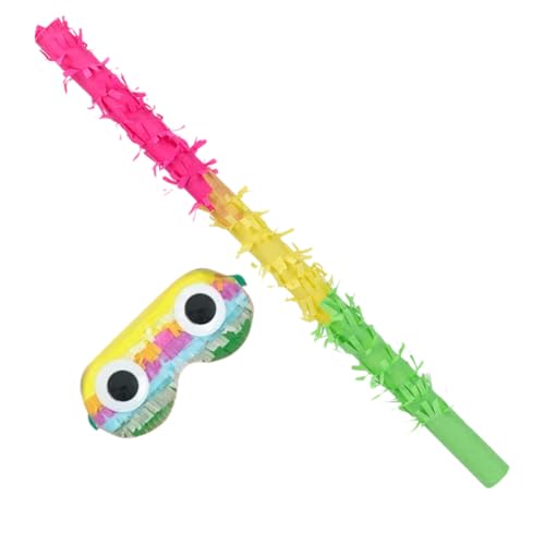 DECOMELODY Party Pinata Stick und Party Blindfold Buntes Zubehör für Geburtstagsfeiern Leicht und Handlich für Erwachsene Partyspiel Dekoration und Unterhaltung von DECOMELODY