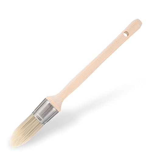 DECOMELODY Pinsel für Ecken und Kanten Rundpinsel Holz mit Naturborsten für Präzise Wandmalerei und Nachbesserungen für Möbel und Schwer Zugängliche Stellen von DECOMELODY
