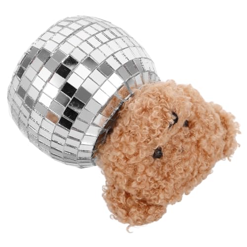 DECOMELODY Reflektierender Disco Spiegelbär Dekorative Plüschfigur mit Spiegeloberfläche Leichte Verschleißfeste Tischdekoration für Geburtstag Vielseitiges Party und Wohnaccessoire von DECOMELODY