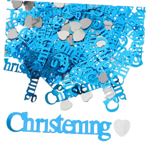 DECOMELODY Shower Tischdeko mit Christlichen Buchstaben und Herz-konfetti Leichtes Kunststoffmaterial Vielseitige Streudeko für Tauf Babypartyfeiern Dekoratives Partyzubehör von DECOMELODY