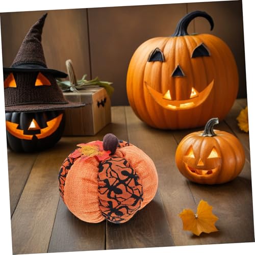 DECOMELODY Stabiles Stoff Kürbis mit Lachendem Gesicht Gefüllt mit PP Baumwolle Große Halloween Party Deko Leichte Tragbare Kunst Kürbisse für Herbstliche Tischdekoration und von DECOMELODY