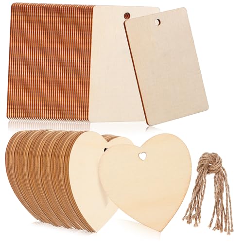 DECOMELODY Teiliges DIY Holzscheiben Löchern Herz Rechteck Naturholz Anhänger mit Juteband zum Basteln Weihnachtsbaum Deko Graffiti Handwerk DECOMELODY Teiliges DIY Holzscheiben Löchern Herz Rechteck Naturholz Anhänger mit Juteband zum Basteln Weihnachtsbaum Deko Graffiti Handwerk von DECOMELODY