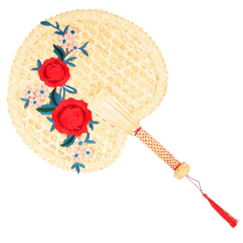 DECOMELODY Tragbarer Handgehaltener Fächer Handgewebter Natürlicher Sommer Kühlventilator für Party Strand Hochzeit Vintage Chinesischer Stil Praktische Dekoration und Tanzrequisite von DECOMELODY