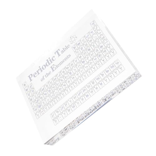DECOMELODY Transparente Hochauflösende Periodentabelle Dekoration mit Stabilem Standfuß Kompakte Desktop dekoration für Schule Bibliothek und Büro Edukatives Geschenk und Stilvolles von DECOMELODY