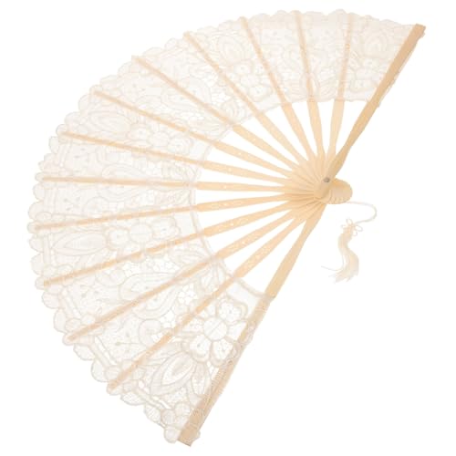 DECOMELODY Vintage Handfächer aus Besticktem mit Filigraner Spitze Handlich und Portabel Dekorativer Spitzenfächer für Hochzeit Tanz und Sommerreisen von DECOMELODY