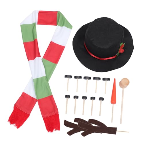 DECOMELODY Weihnachts Schneemann Dekorationsset Teilig aus Holz und Wiederverwendbar DIY Schneemann Kostüm Zubehör für Familien Winter Festtagsaktivität von DECOMELODY