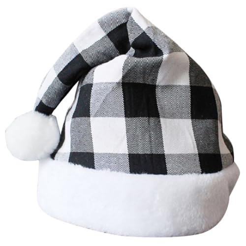 DECOMELODY Weihnachtsmannmütze aus Weichem mit Schwarzem und Weißem Karomuster Unisex Bequem Warm Leichte Nikolausmütze für Erwachsene Festliche Party und Weihnachtsfeier DECOMELODY Weihnachtsmannmütze aus Weichem mit Schwarzem und Weißem Karomuster Unisex Bequem Warm Leichte Nikolausmütze für Erwachsene Festliche Party und Weihnachtsfeier von DECOMELODY