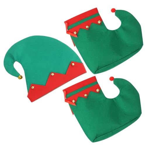 DECOMELODY Weihnachtswichtel Kostümset mit Mütze und Schuhen Einzigartiges Design Bequem Anzuziehen für Festtage Karneval und Fotoshootings Passende Verkleidung für Jungen und Mädchen von DECOMELODY