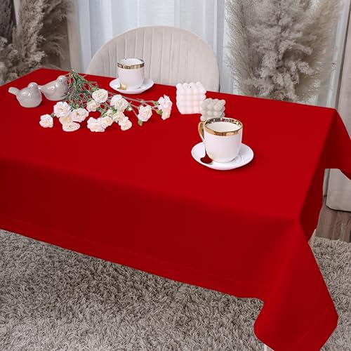 DECOOR Glatte, Matte, schmutzabweisende Tischdecke, 220 x 140 cm, Rot, veredelt mit Einer dekorativen 5 cm Breiten Lamelle, aus dickem Gewebe 220 g/m², 100% Polyester, hergestellt in EU DECOOR Glatte, Matte, schmutzabweisende Tischdecke, 220 x 140 cm, Rot, veredelt mit Einer dekorativen 5 cm Breiten Lamelle, aus dickem Gewebe 220 g/m², 100% Polyester, hergestellt in EU von DECOOR