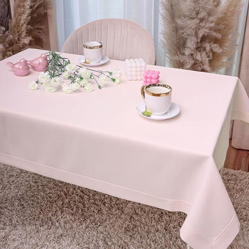 DECOOR Glatte, Matte, schmutzabweisende Tischdecke, 280 x 140 cm, Puderrosa, veredelt mit Einer dekorativen 5 cm Breiten Lamelle, aus dickem Gewebe 220 g/m², 100% Polyester, hergestellt in EU DECOOR Glatte, Matte, schmutzabweisende Tischdecke, 280 x 140 cm, Puderrosa, veredelt mit Einer dekorativen 5 cm Breiten Lamelle, aus dickem Gewebe 220 g/m², 100% Polyester, hergestellt in EU von DECOOR