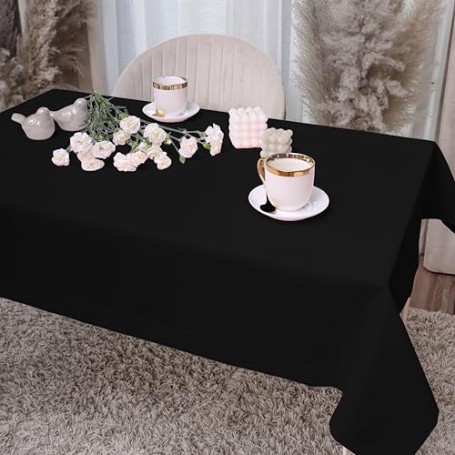 DECOOR Glatte, Matte, schmutzabweisende Tischdecke, 280 x 140 cm, Schwarz, veredelt mit Einer dekorativen 5 cm Breiten Lamelle, aus dickem Gewebe 220 g/m², 100% Polyester, hergestellt in EU DECOOR Glatte, Matte, schmutzabweisende Tischdecke, 280 x 140 cm, Schwarz, veredelt mit Einer dekorativen 5 cm Breiten Lamelle, aus dickem Gewebe 220 g/m², 100% Polyester, hergestellt in EU von DECOOR