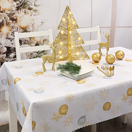 DECOOR Tischdecke für Weihnachten - schmutzabweisendes Tischtuch, 110 x 155 cm, Weihnachtsmotive wie Kugeln, Sterne, aus dickem Gewebe 170 g/m², 100% Polyester, hergestellt in EU von DECOOR